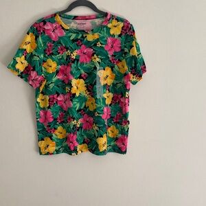 Old Navy Floral Short Sleeve Tee - Green, Pink, Yellow